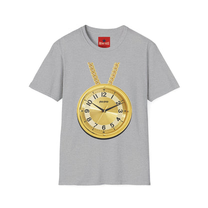 Gold Pocket Watch Necklace T-Shirt — Vintage Clock Graphic Tee
