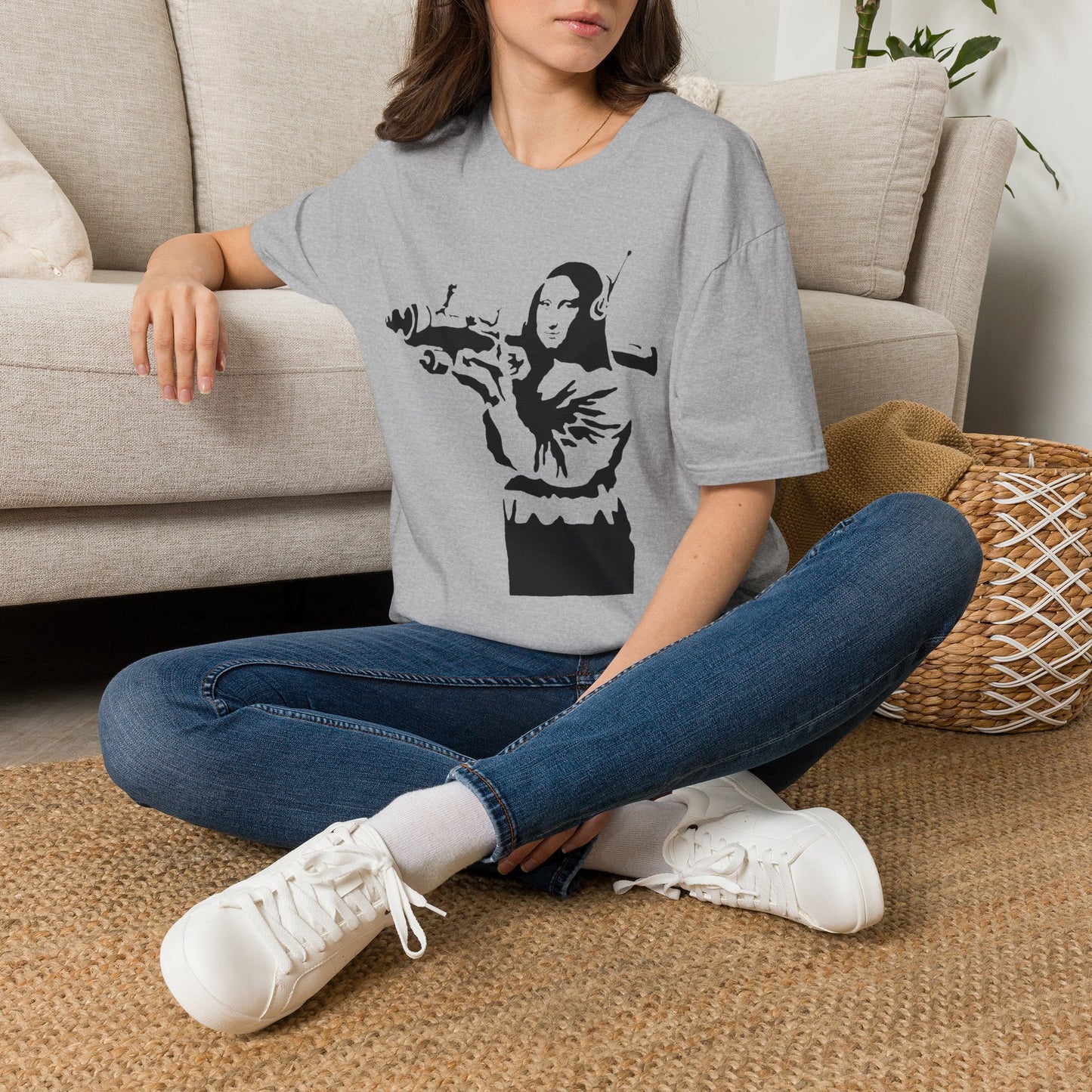 Banksy - Mona Lisa Spray Paint T-Shirt — Street Art Parody Tee