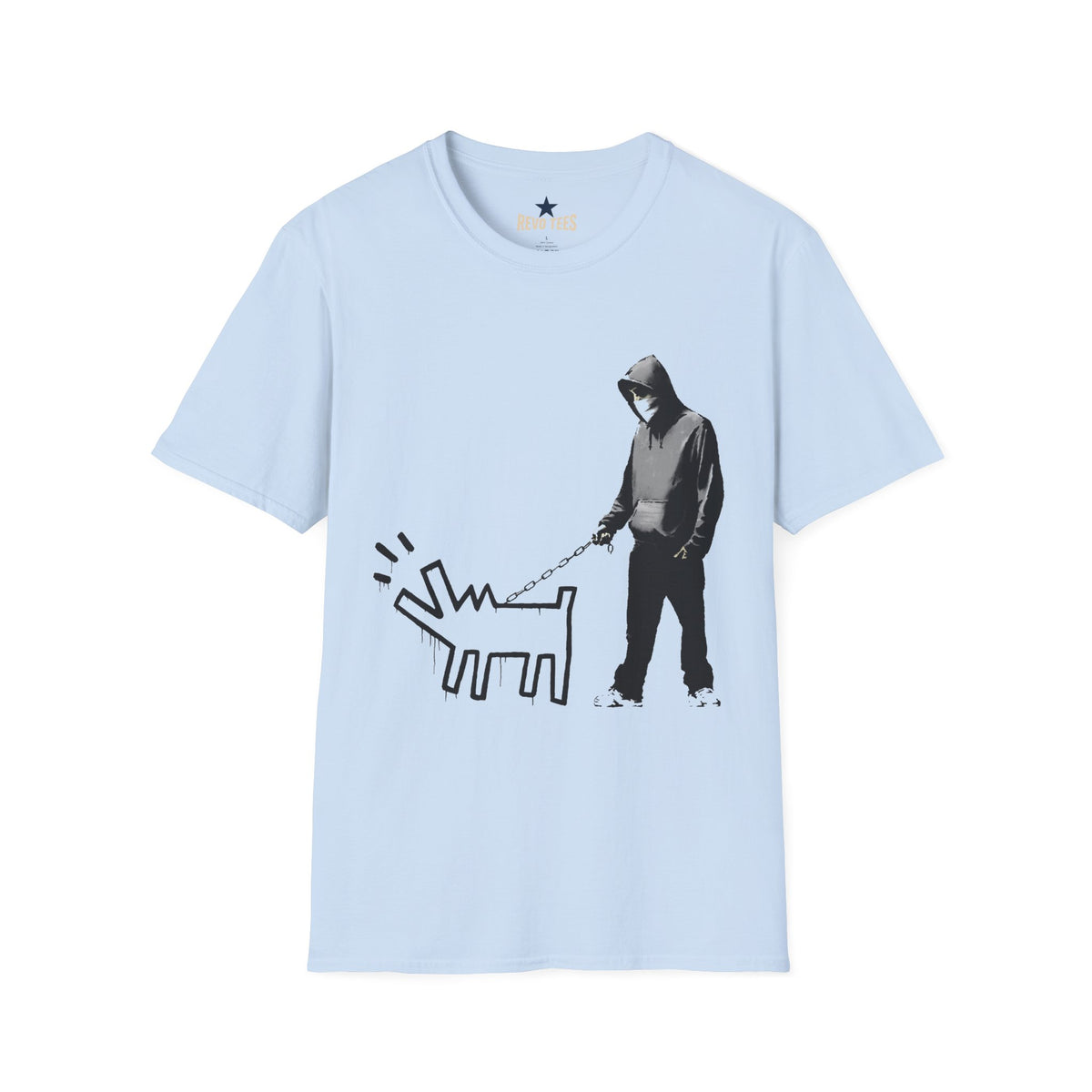 Revotees Banksy Walking the Dog Urban Keith Haring Style Graphic T-Shirt - alternate view 4