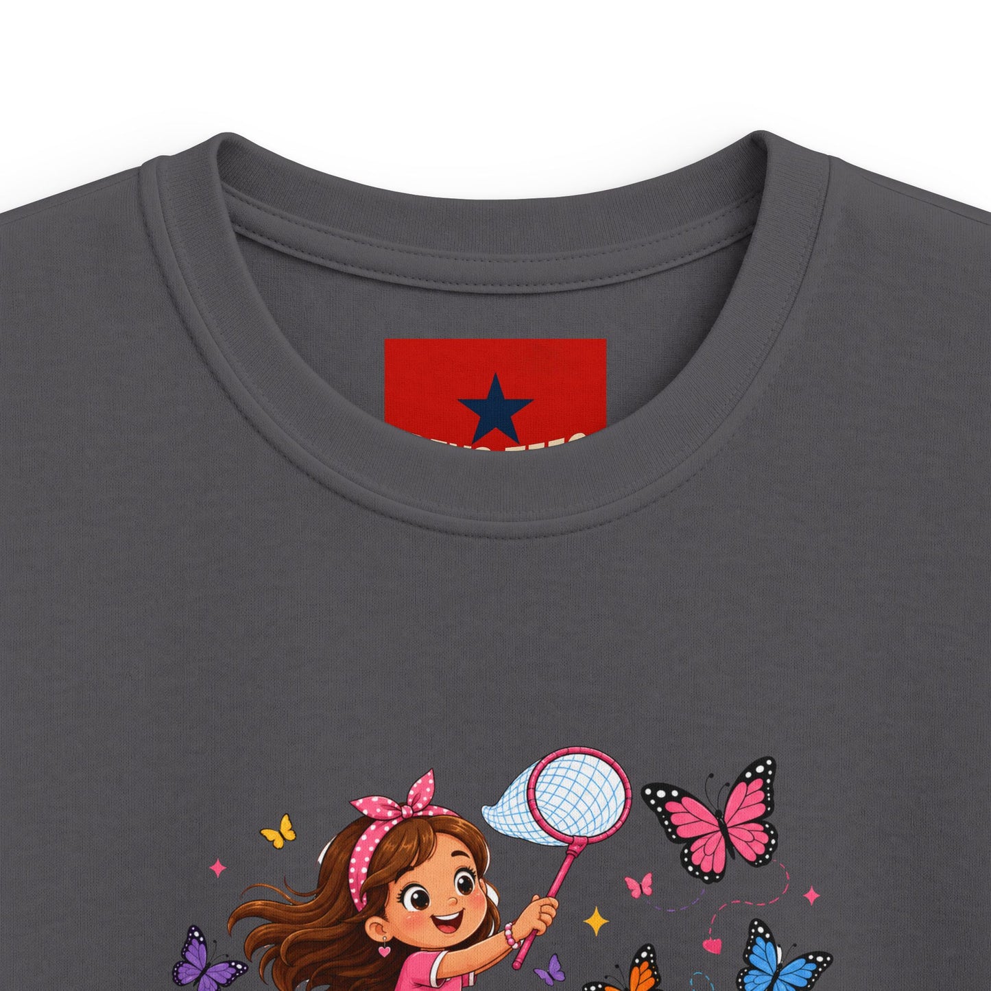 Kids Tee — "Little Butterfly Chaser" Cute Girl Butterfly Catcher Shirt