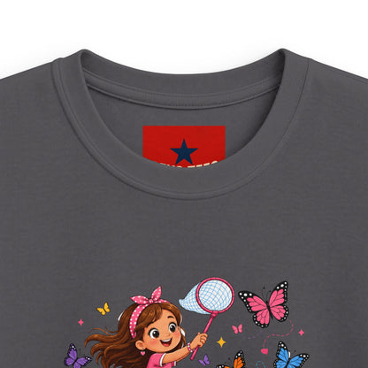 Kids Tee — "Little Butterfly Chaser" Cute Girl Butterfly Catcher Shirt