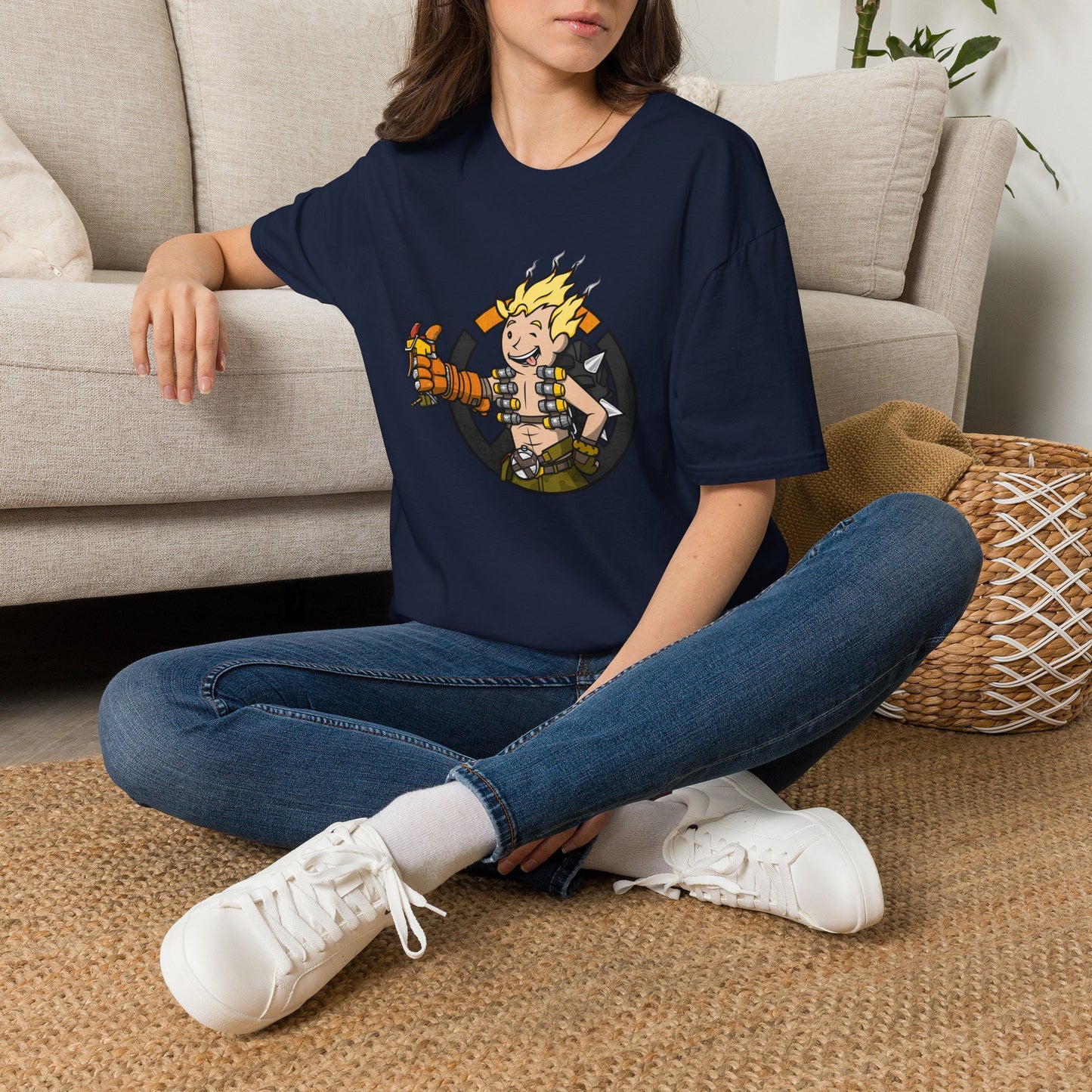 Junkrat-Inspired Gamer Tee — Cartoon Explosive Hero Graphic T-Shirt