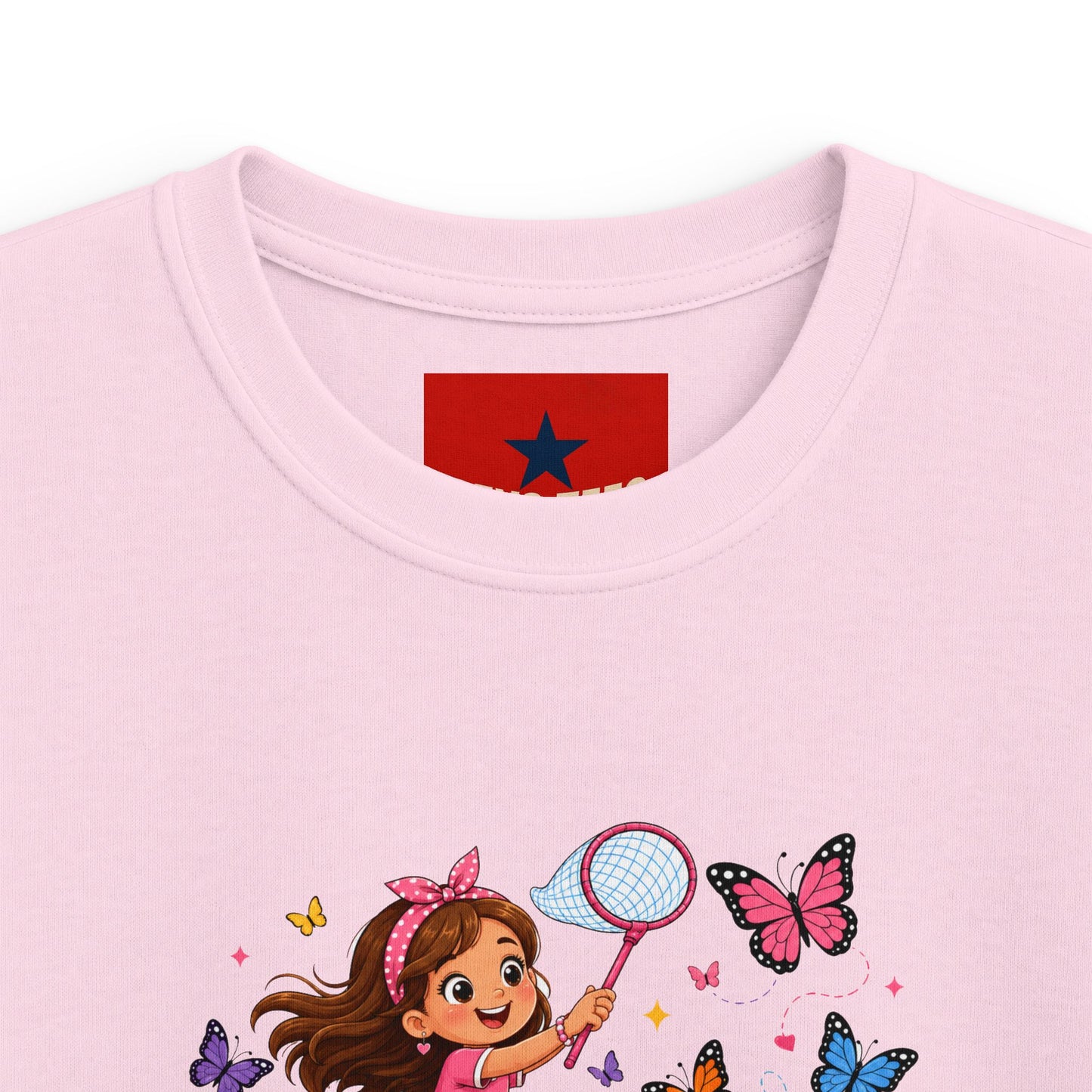 Kids Tee — "Little Butterfly Chaser" Cute Girl Butterfly Catcher Shirt