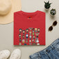 Cute Chibi Characters Crewneck T‑Shirt — Cartoon Character Grid Tee