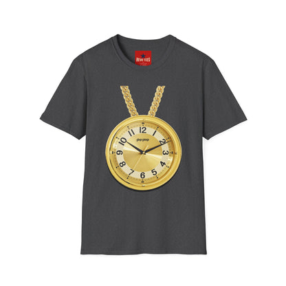Gold Pocket Watch Necklace T-Shirt — Vintage Clock Graphic Tee