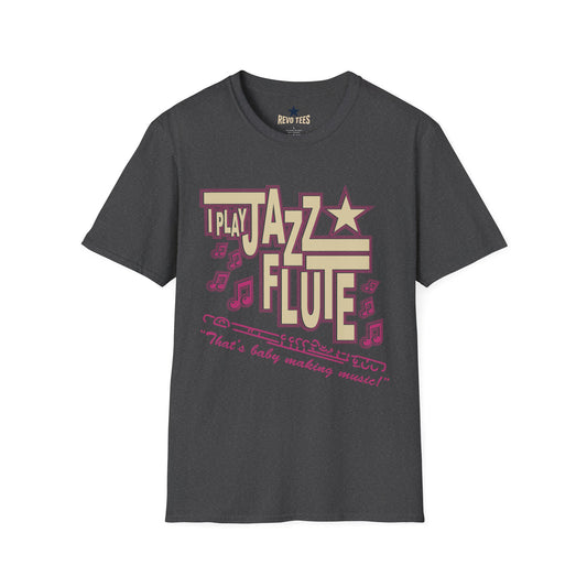 Revotees Jazz Flute Graphic Retro Musical Notes Shirt for Players Fans T-Shirt