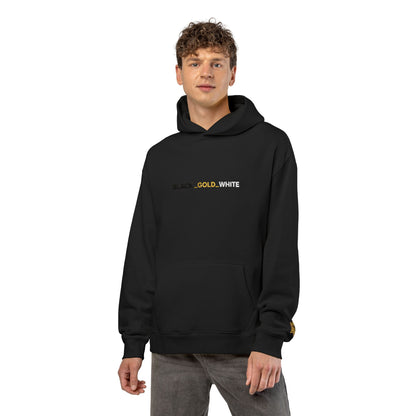 REVOTEES Black Gold White Embroidered Logo Hoodie front & sleeve