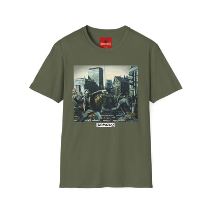 Banksy City Riot Graphic T-Shirt — Urban Protest Art Tee