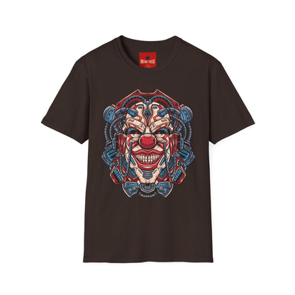 Mechanical Clown T-Shirt — Cyberpunk Robotic Mask Graphic Tee