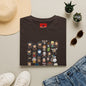 Cute Chibi Characters Crewneck T‑Shirt — Cartoon Character Grid Tee