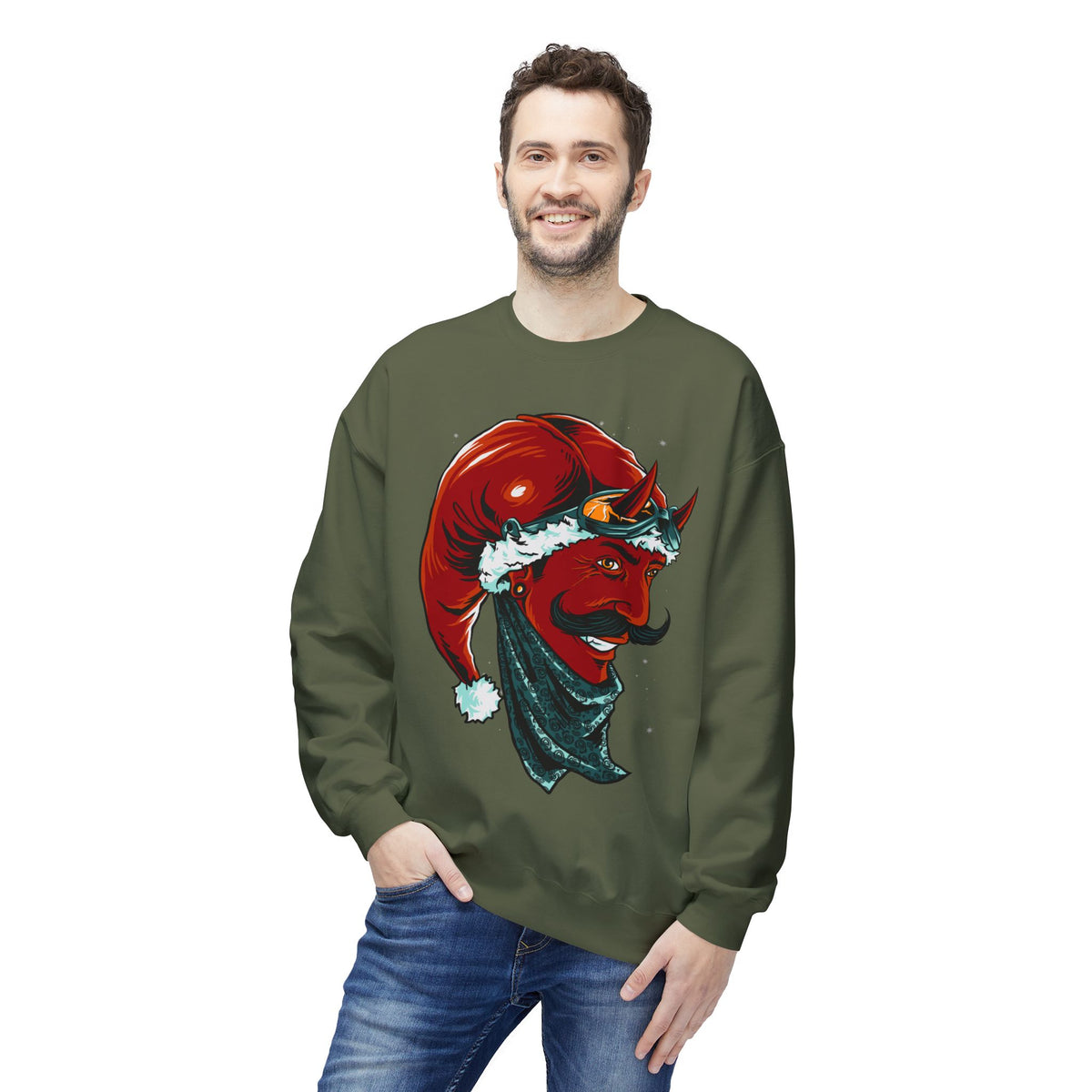 Devil Santa — Vintage Holiday Demon Graphic Crewneck Sweatshirt
