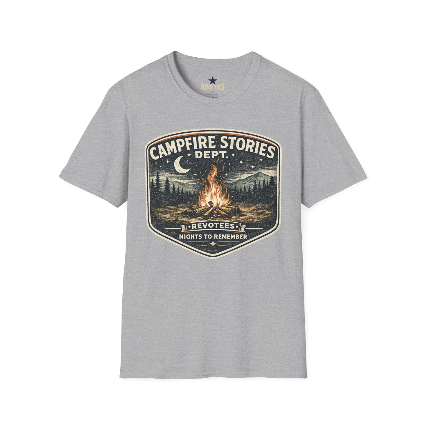 REVOTEES Campfire Stories T‑Shirt — Vintage Bonfire Graphic Tee