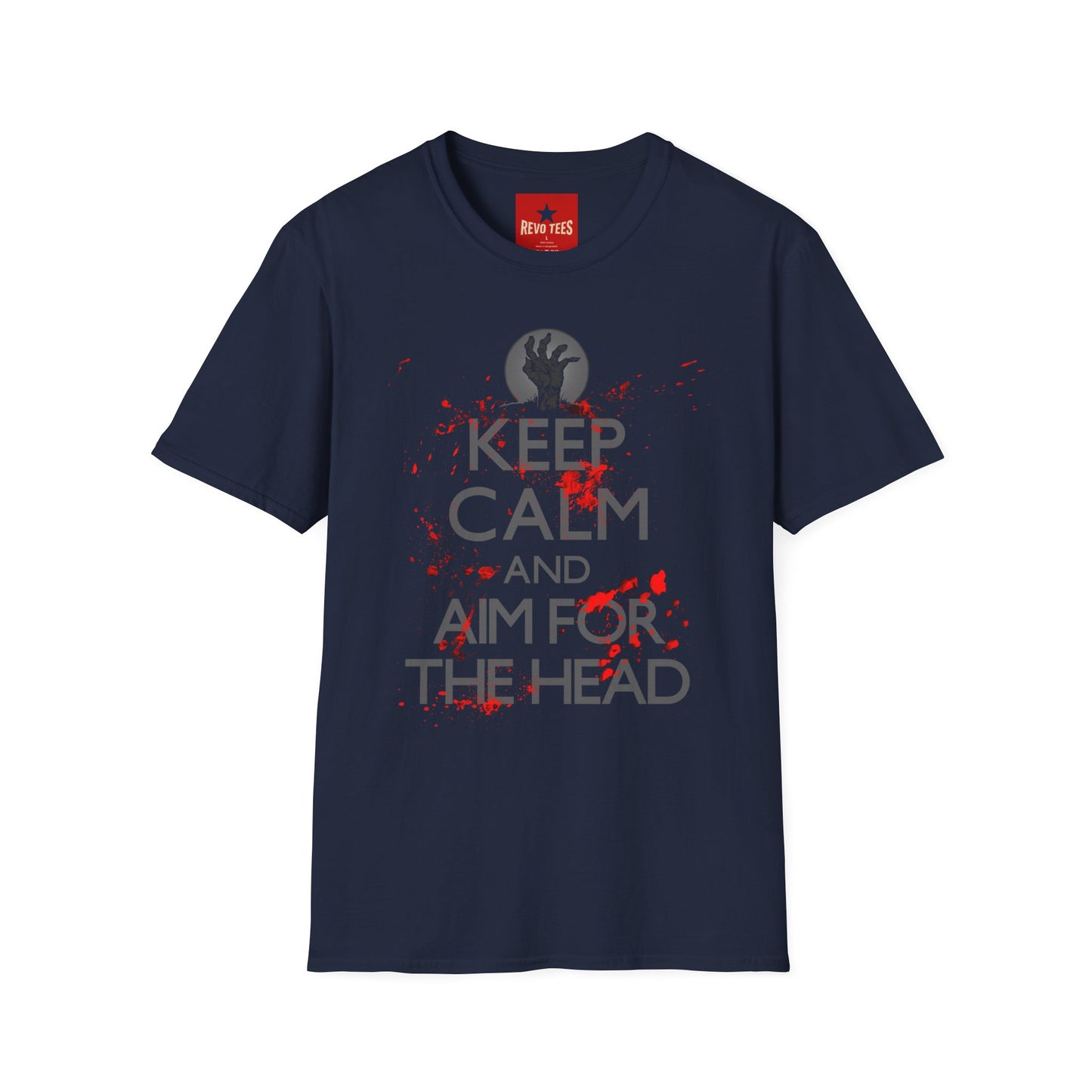 T-Shirt — “Keep Calm and Aim for the Head” Horror Zombie Graphic Tee