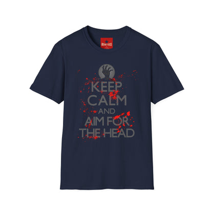 T-Shirt — “Keep Calm and Aim for the Head” Horror Zombie Graphic Tee