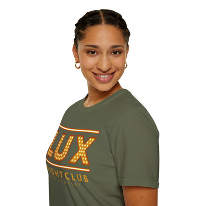 LUX Nightclub Graphic T-Shirt — Retro Marquee Sign Tee for Club Fans & Party Nights