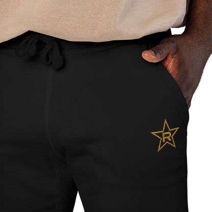 REVOTEES Embroidered 'R' Star Joggers – Black Fleece Sweatpants