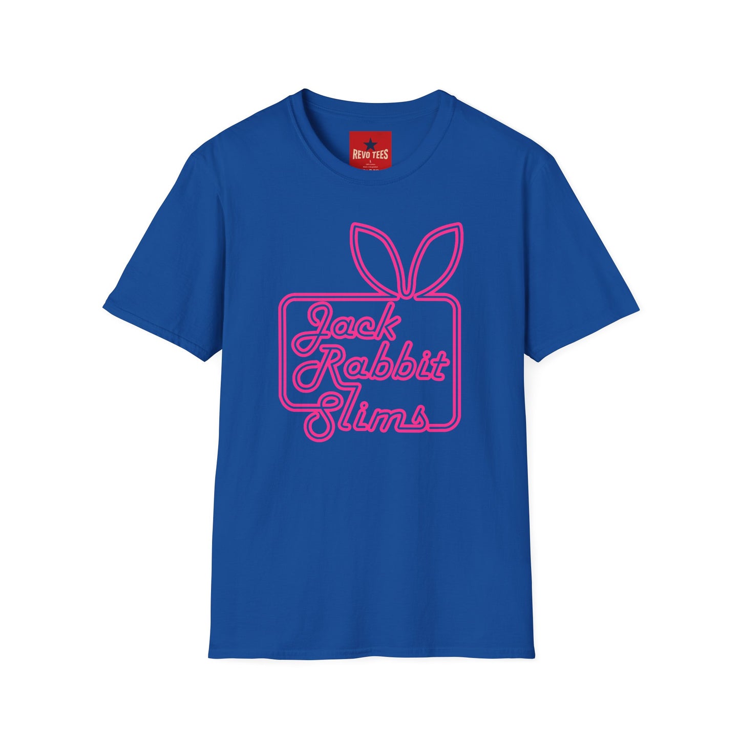 Jack Rabbit Slims T‑Shirt — Retro Neon Bunny Logo Tee