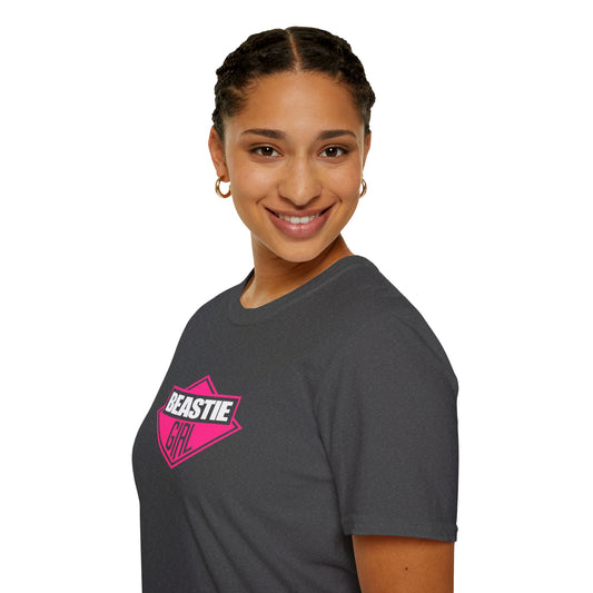 Beastie Girl T-Shirt — Retro Pink Logo Tee for Women