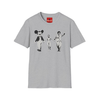 Banksy Graphic T-Shirt — Retro Satirical Parade Design