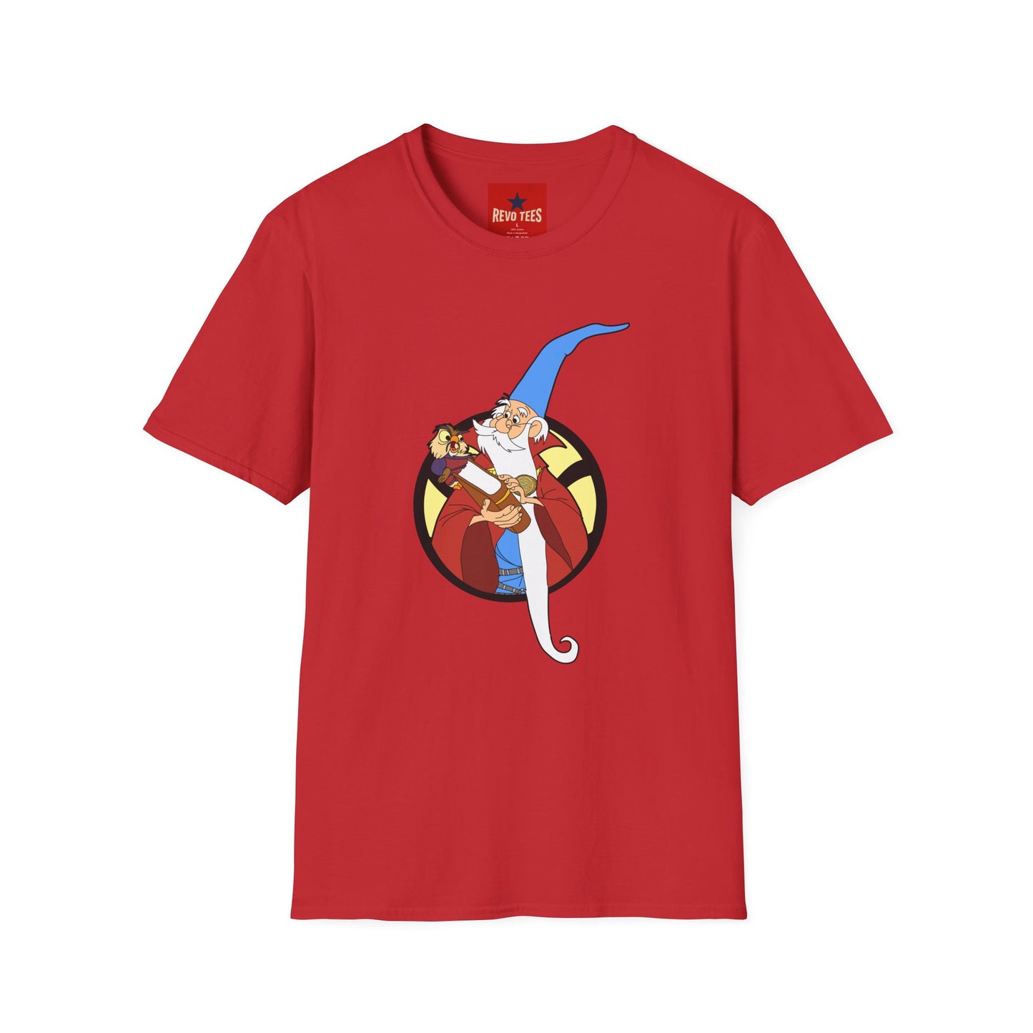 Wizard Illustration T-Shirt — Vintage Blue-Hat Wizard Graphic Tee