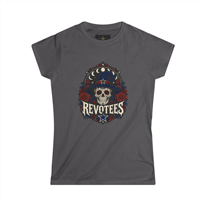 Revotees Skull Tee — Women's Gothic Americana Graphic T‑Shirt