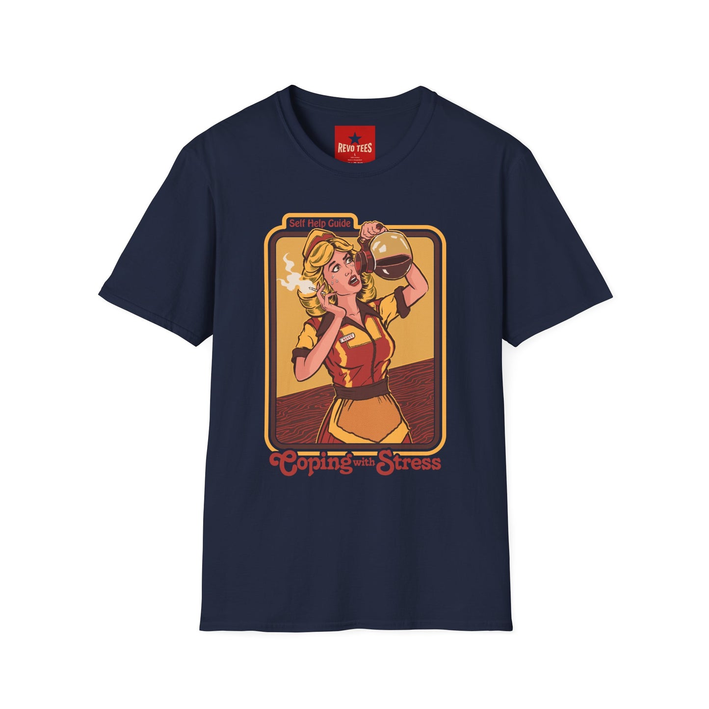 Coping with Stress Retro Coffee Tee — "Self Help Guide" Graphic T-Shirt