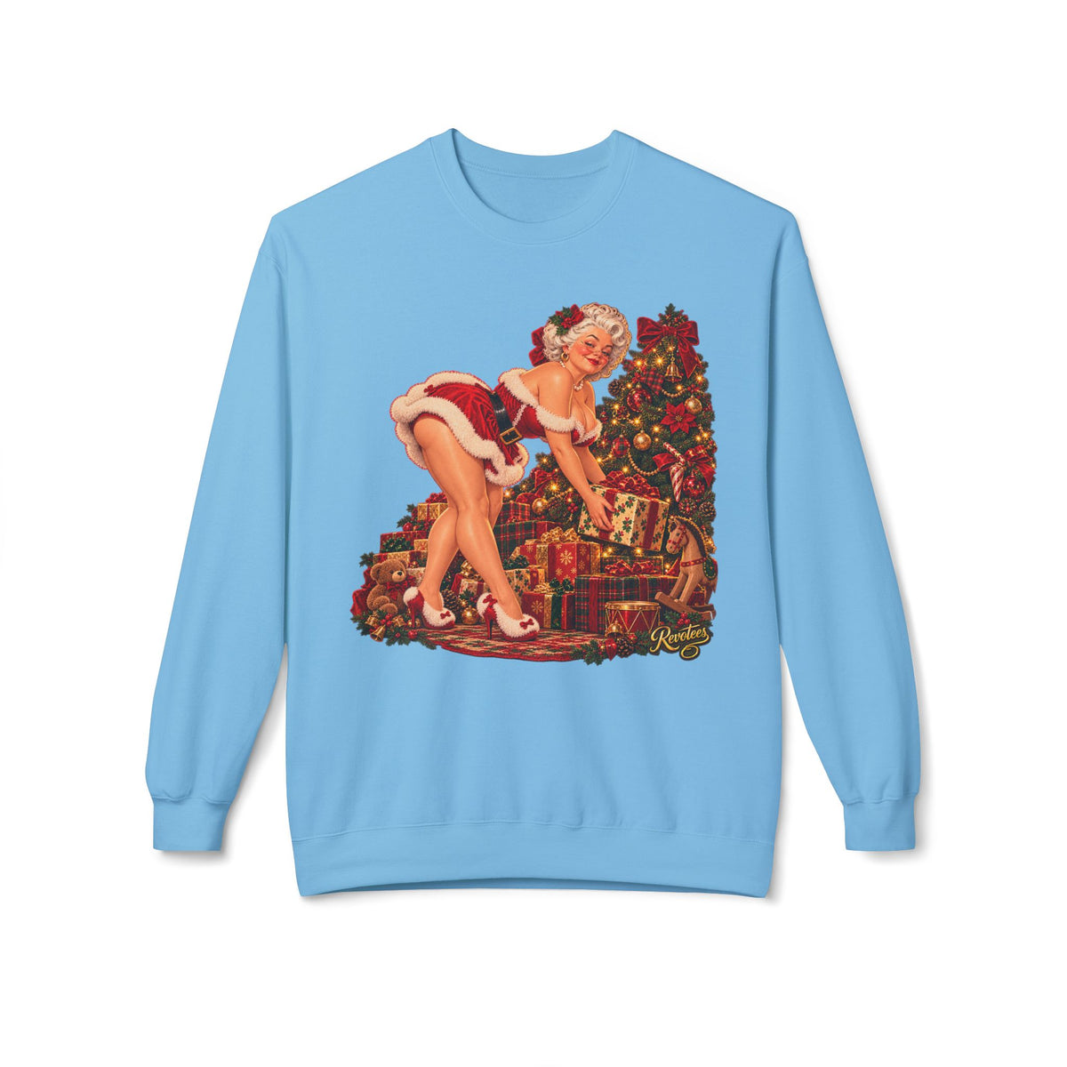 REVOTEES Bend over and give a present - Vintage Pin-Up Christmas Sweatshirt