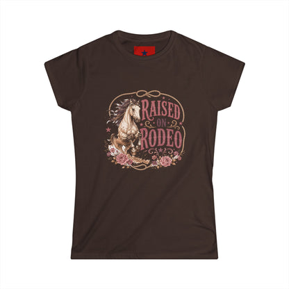 Raised on Rodeo Women's Tee — Vintage Horse Graphic Shirt