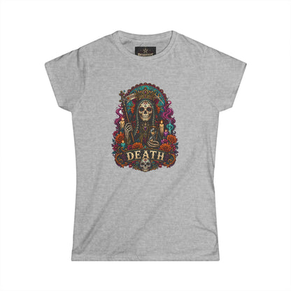 Day of the Dead "Death" Skull Tee — Women's Gothic Floral Graphic Shirt