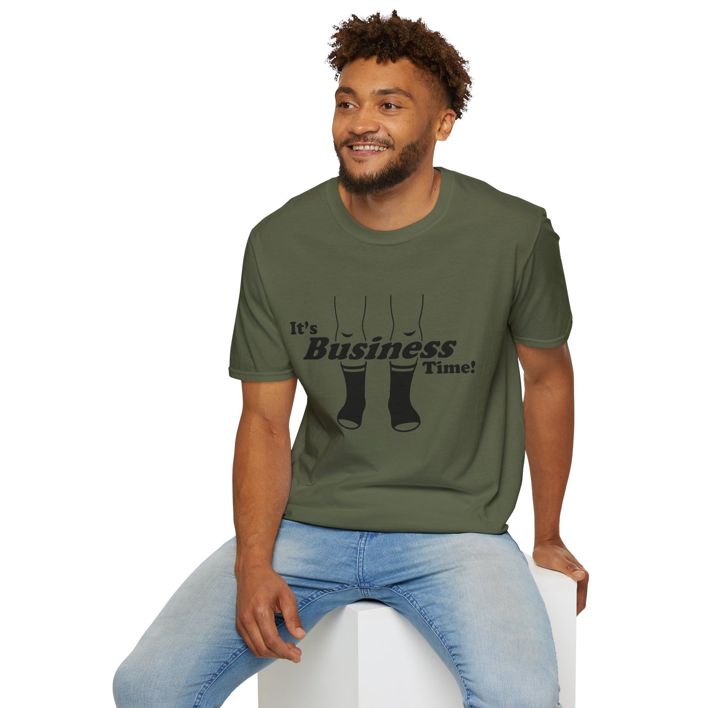 It's Business Time T-Shirt — Funny Retro Socks Graphic Tee for Work-From-Home & Casual Wear