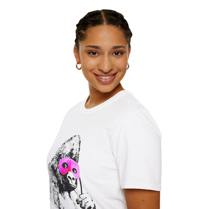 Banksy Gorilla with Pink Sleep Mask T-Shirt