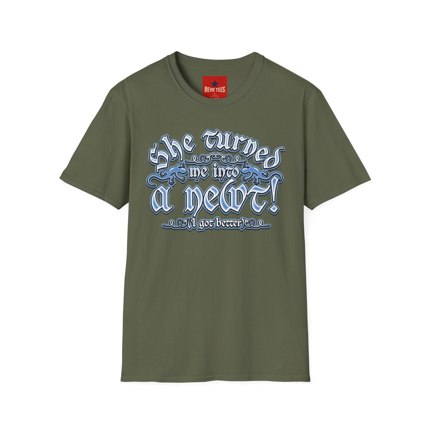 T-Shirt — “She Turned Me Into a Newt!” Vintage Witchy Graphic Tee