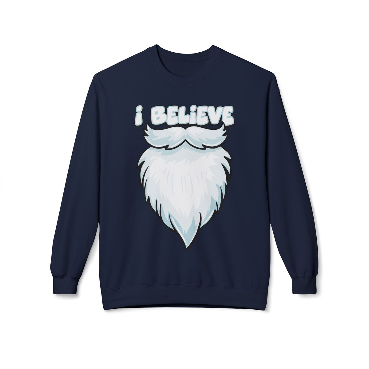 "I Believe" Santa Beard Holiday Crewneck Sweatshirt