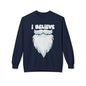 "I Believe" Santa Beard Holiday Crewneck Sweatshirt
