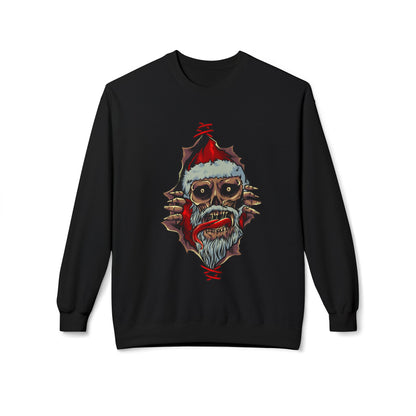 Skull Santa Crewneck Sweatshirt — Horror Christmas Graphic