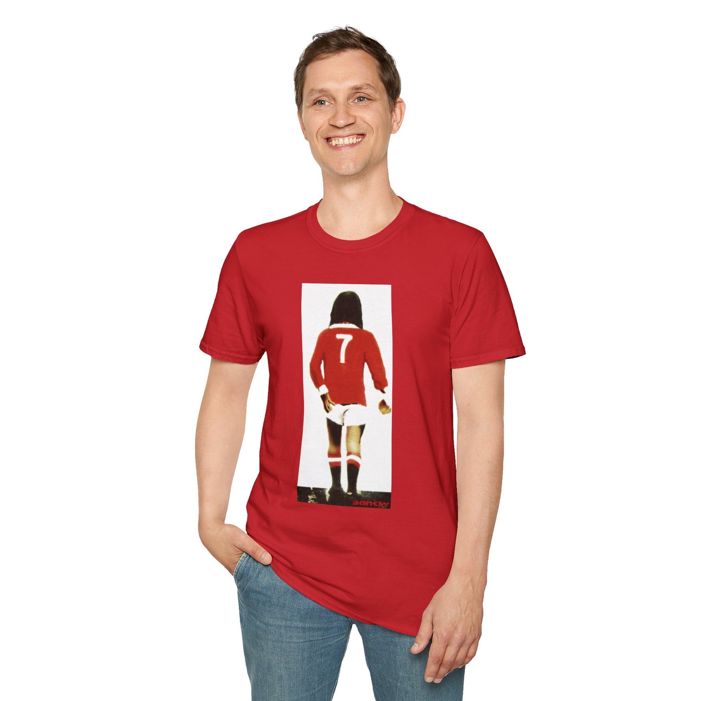 Banksy George Best Soccer Player No.7 Graphic T-Shirt — Retro Football Jersey Illustration