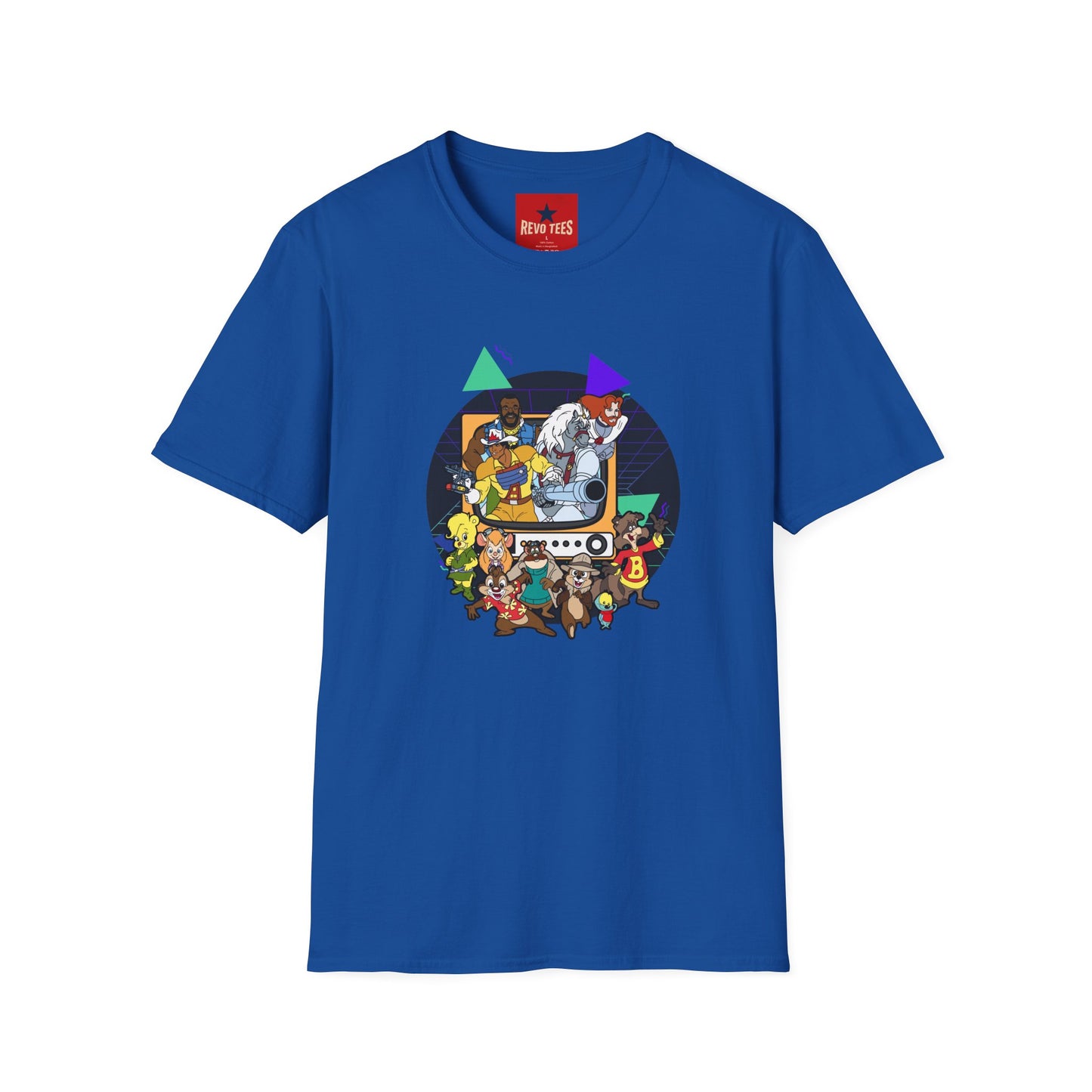 Retro Cartoon Crew T-Shirt — Vintage TV Character Collage