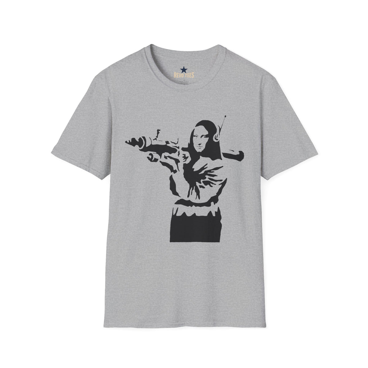 Revotees Banksy Mona Lisa Spray Paint Street Art Parody T-Shirt - alternate view 3