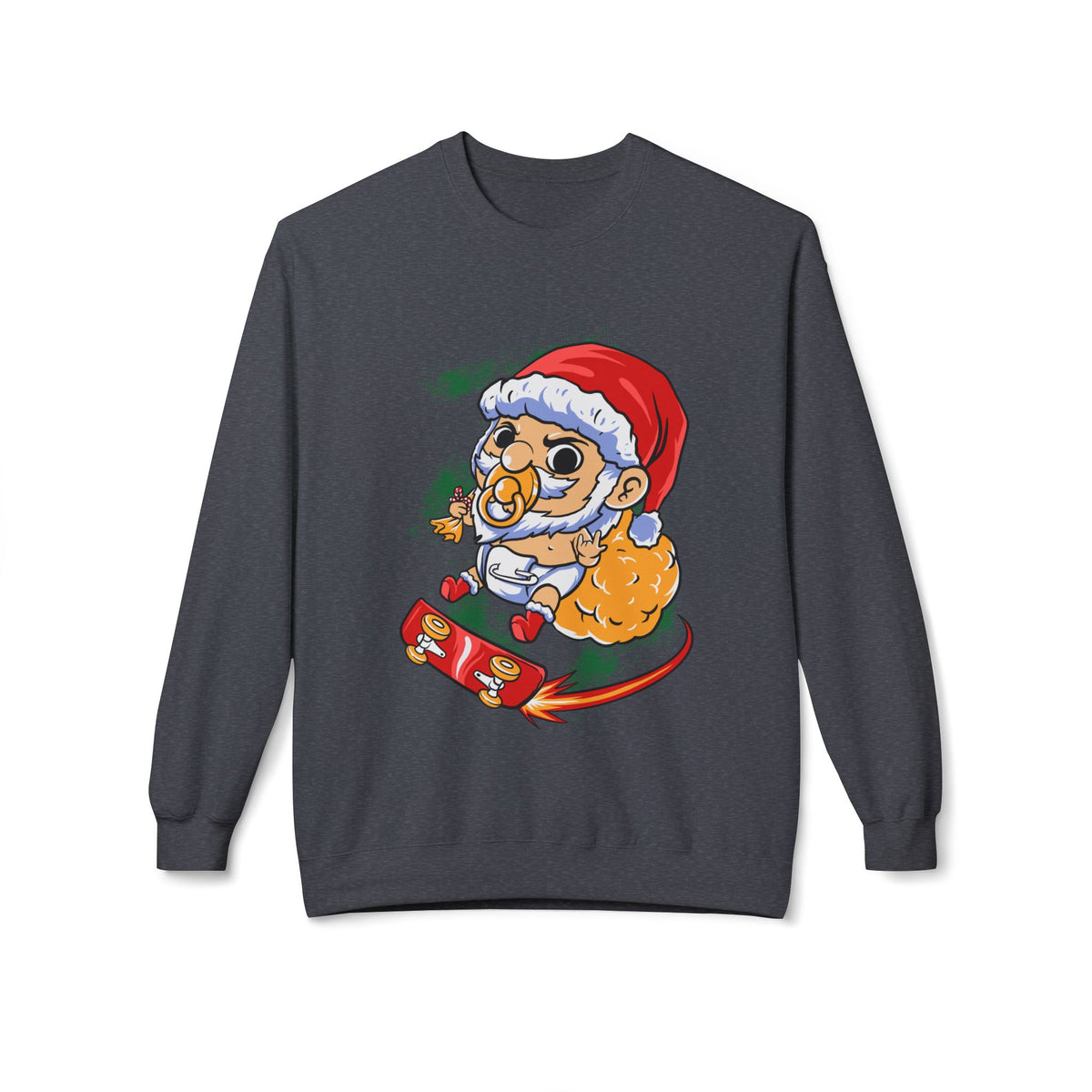 Christmas Skateboard — Santa Skateboarding Holiday Sweater Crewneck Sweatshirt