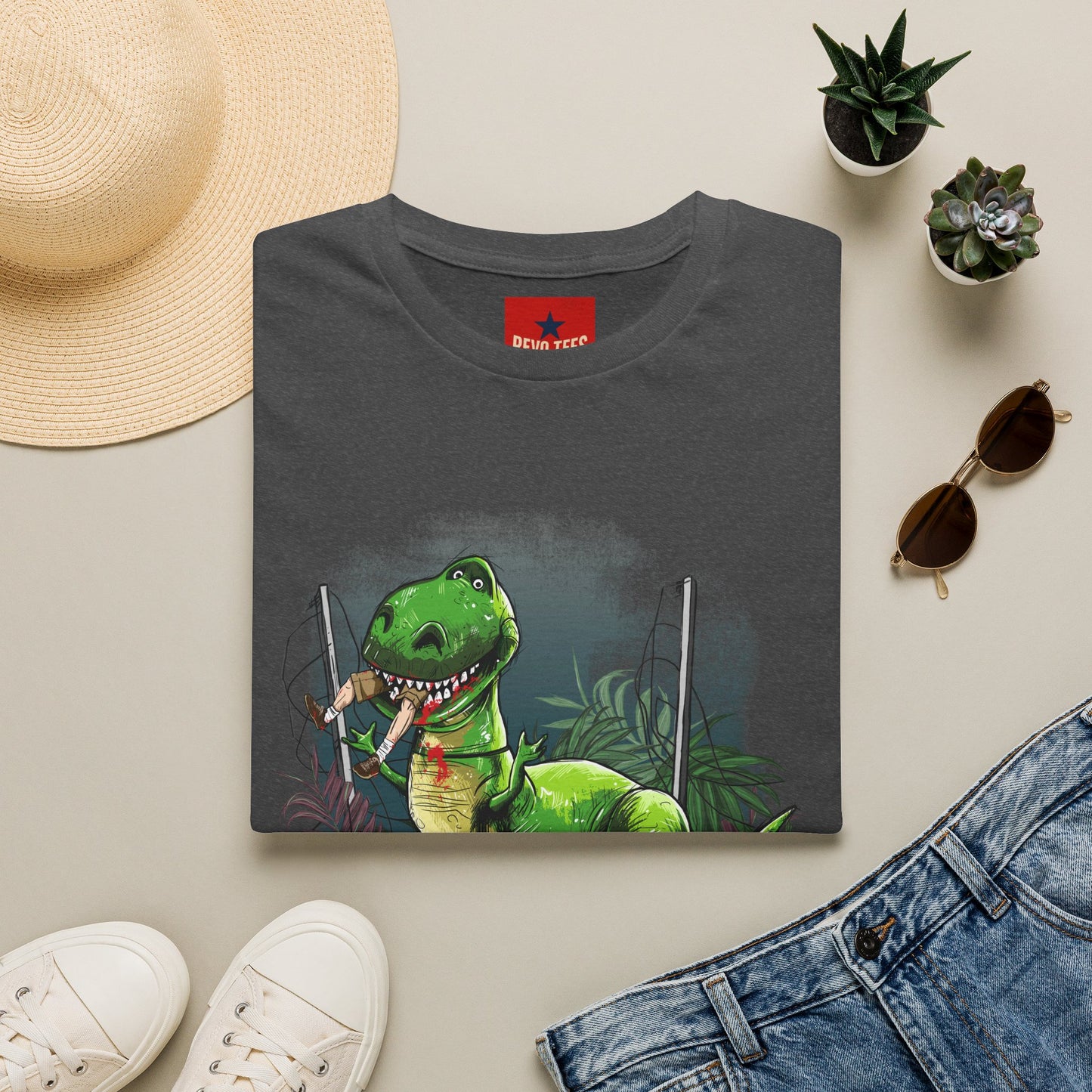 T-Rex Graphic T-Shirt – Cute Green Dinosaur Design