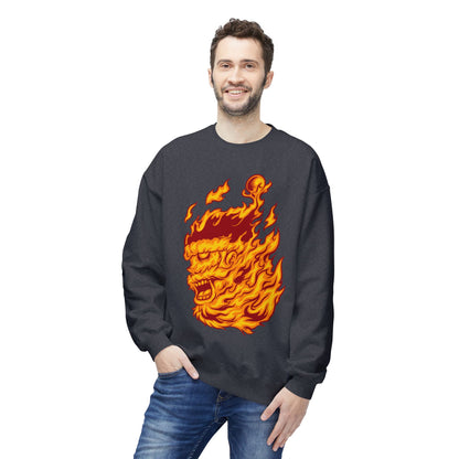 Flaming Santa Skull Redneck - I mean Crewneck Sweatshirt