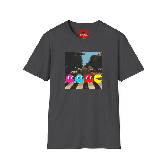 Pac‑City Arcade T‑Shirt — Retro Pixel Ghosts Crossing Graphic Tee
