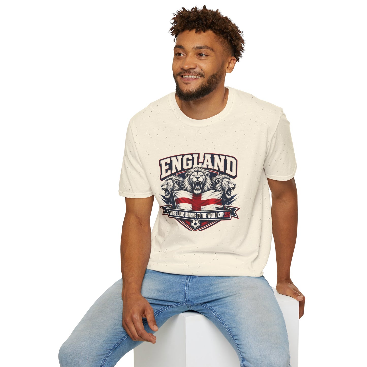 World Cup 2026 England Three Lions — Vintage Three Lions Flag Football Tee