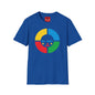 Colorwheel Face T-Shirt — Retro Geometric Graphic Tee