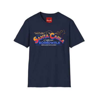Santa Carla Boardwalk T-Shirt — Retro California Beach Tee ("Sleep All Day, Play All Night")