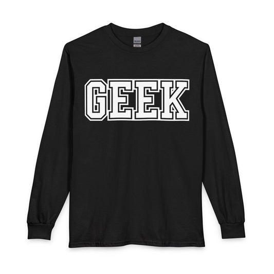 Revotees Geek Long-Sleeve Retro Collegiate Graphic T-Shirt