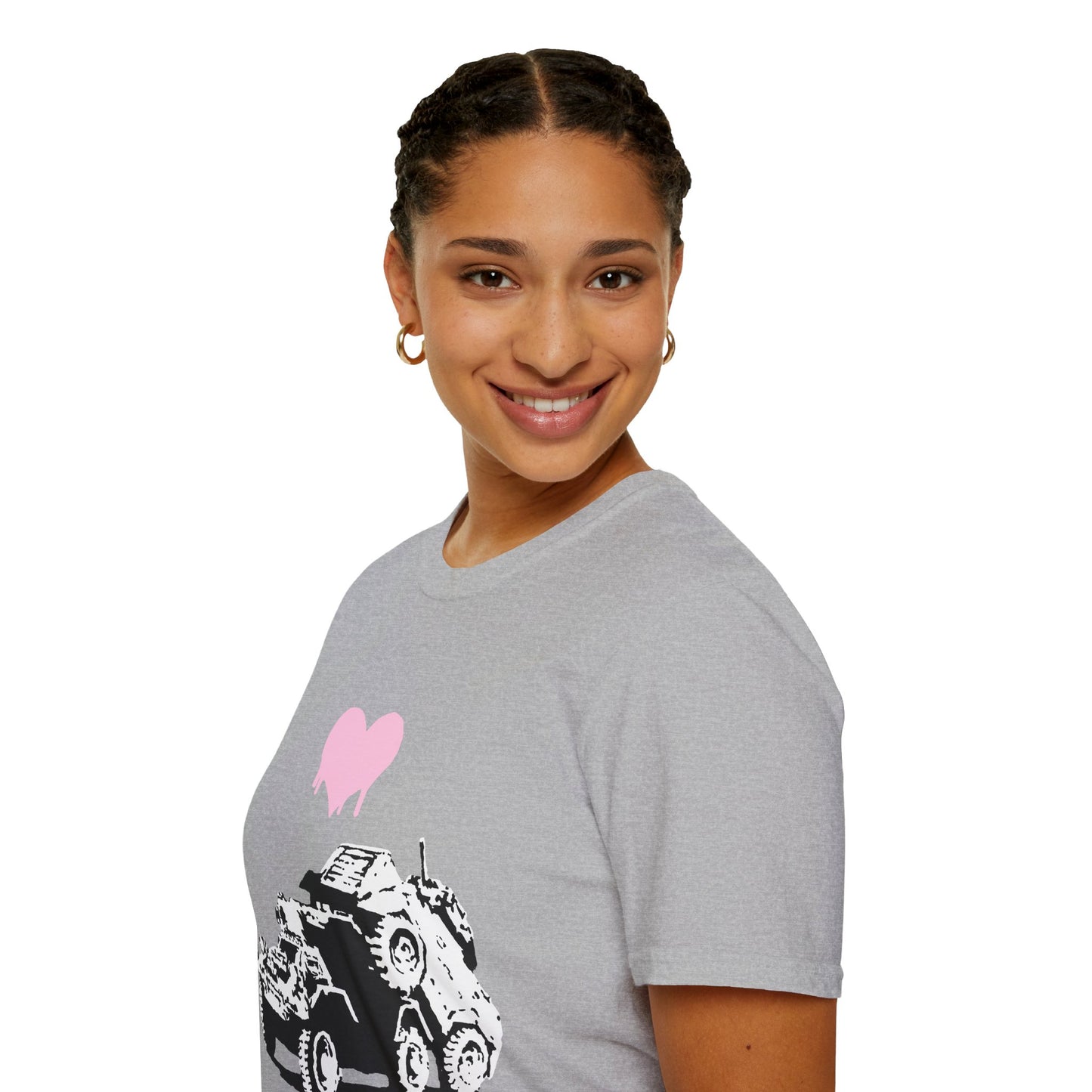 Banksy T-Shirt — Pink Drip Heart with Tank Graffiti Tee
