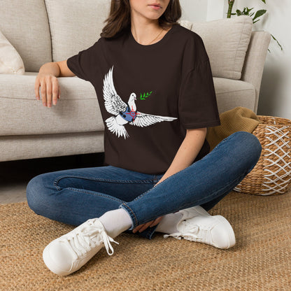 Banksy's Dove of Peace T‑Shirt — Flying Dove with Olive Branch & Earth Heart Graphic