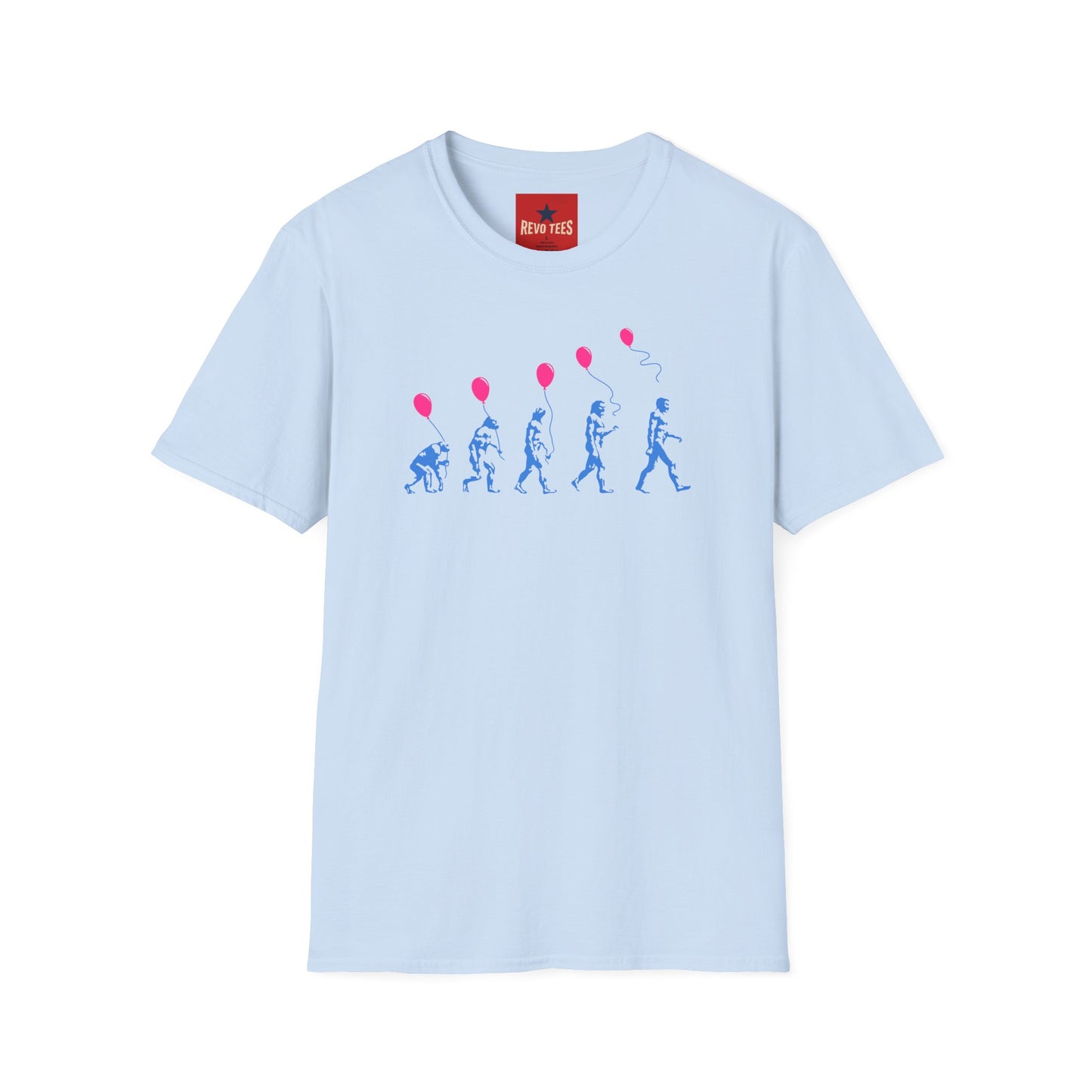 Evolution of Man Holding Balloon T-Shirt — Funny Retro Evolution Graphic Tee