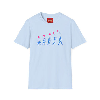 Evolution of Man Holding Balloon T-Shirt — Funny Retro Evolution Graphic Tee